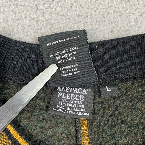 VTG Alf Kuhl Sweater Men's Size L Green Alfpaca Fleece Sweater Crewneck Pullover - Picture 10 of 10